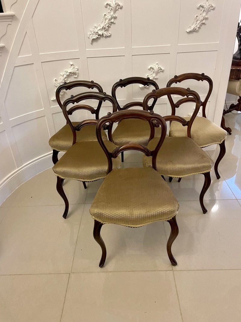 Set of 6 Antique Victorian Quality Rosewood Dining Chairs - Image 2